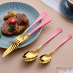 20-Piece Gold & Pink Silverware Set for 4, 18/0 Stainless Steel Flatware Cutlery Utensils Set, Includes Dinner Knives, Forks, Spoons, Salad Forks, Teaspoons, Dishwasher Safe