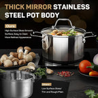 Stainless Steel Nonstick Pots and Pans Set - 11PC, 18/10 Triple Ply Stainless Steel Induction Cookware Set, Kitchen Cookware Sets with Steamer Insert/Stay-Cool Handles, Dishwasher Safe