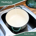 Cast Iron Dutch Oven with Lid – Non-Stick Ovenproof Enamelled Casserole Pot – Sturdy Dutch Oven Cookware – Dark Green, 7.3-Quart, 30cm – by Nuovva