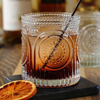 Kate Aspen Ribbed Retro Arch Floral Clear Drinking Glasses Set of 6, (10 oz) Vintage Glassware Set Cocktail Glass Set, Juice Glass, Water Cups | Great Hostess Gift & Gift for New Home Owners