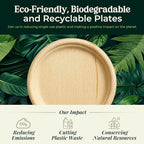 Palm Leaf Plates 10 Inch Bamboo Paper Disposable 50 Bulk Dinner Round Party Plates Event Tableware Eco Biodegradable Compostable Wooden Plate Best Alternative to Plastic Plate