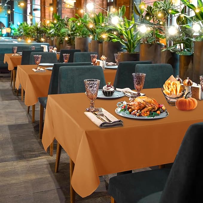 sancua 6 Pack Tablecloths Rectangular 60x102 Inch, Thanksgiving Table Cloths Rectangle for 6 Foot Tables - Stain and Wrinkle Resistant Washable Polyester Table Cover for Fall, Dining, Parties Bronze