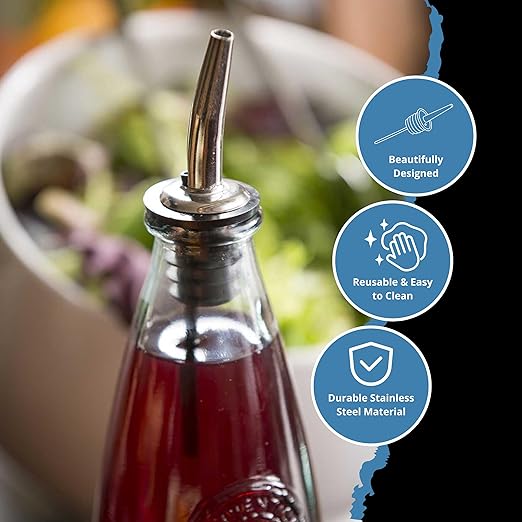 FSE Tapered Pourer Set (Pack of 12), Stainless Steel Design, Reusable, Provides Precise Mess-Free Pouring, Perfect for Spirits and Syrups, Ideal for Bars and Kitchens