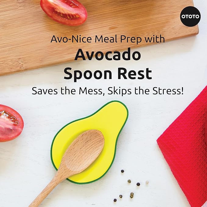 OTOTO Avocado Spoon Rest for Stove Top - Silicone Spoon Rest for Kitchen Counter, for Ladles, Tongs, Spatula Funny Cool Cute Kitchen Gifts Gadgets Accessories