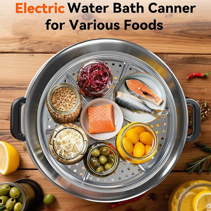 24.5QT Electric Water Bath Canner with Digital Timer & Adjustable Temperature Control | 304 Stainless Steel, Anti-Scald Handle, Overheat Alarm, Perfect for Canning, Slow Cooking, Preserving Foods