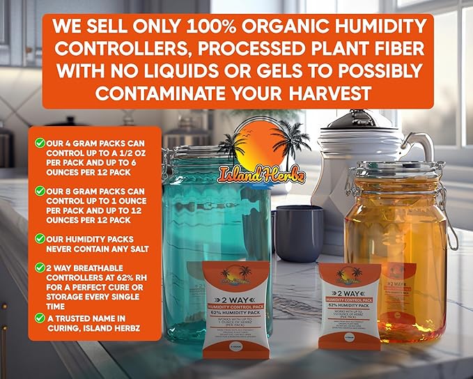 Digital Starter Curing Kit: V2 Lid Set - 4 Airtight Digital Wide Mouth Mason Jar Lids, Celsius/Fahrenheit, ON/OFF Switch + 8G Organic 2 Way Humidity Packs (4-Pack)