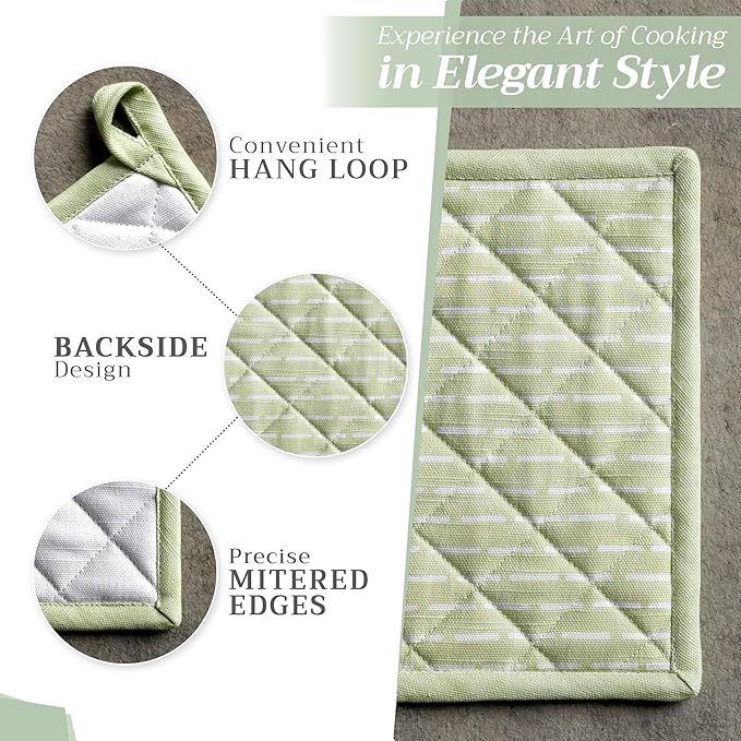 Maison d' Hermine Pot Holders set 100% Cotton Heat Resistant Potholders 8" x 8" Hot Pads with Loop BBQ, Cooking, Baking, Grilling, Kitchen, Handling Hot Pans Spring/Summer (Pack of 2, Paradise Island)