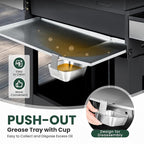 2 in 1 Propane Gas BBQ Grill with Side Burner & Porcelain-Enameled Cast Iron Grate, 4-Burner Flat Top Griddle, 46,700 BTU Outdoor Barbecue Propane Griddle Grill Combo for Camping, Patio, Backyard