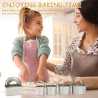 Cookie Biscuit Cutters for Baking Set of 10 pcs, Square and Round Cookie Biscuit Cutters Set with Handle, Small Cookies Biscuits Pastry Brownie Cutter Cake Cutter Tool