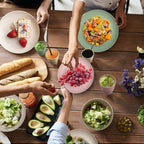 Wheat Straw Dishes Set for 4, Dinnerware Sets 16 piece, Unbreakable Plates, Bowls, Cups Sets for Kitchen Parties Camping RV - Multi-color