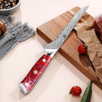 WILDMOK Boning Knife, Damascus Super Steel Forged 67 Layers, Meat Cutting, Trimming, Deboning, Full Tang Resin Handle, Gift Box Included