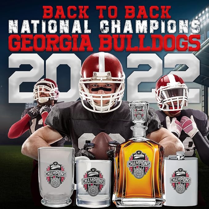 Heritage Pewter Georgia Bulldogs 2022 National Championship Double Old Fashion | Double Rocks Glass 14 OZ for Liquor | Expertly Crafted Pewter Glass