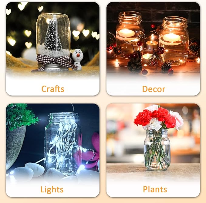 Mason Jars 16 oz 12Pack with 6 Extra Lids, Glass Pint Canning Jars 16 oz - 16oz mason jars with silver lids and extra 6 gold lids for Canning/Preserving/Meal Prep