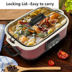 MAGNIFIQUE Small 4 Quart Casserole Programmable Slow Cooker with Ceramic Baking Dish - Perfect Kitchen Small Appliance for Family Dinners, Oven Safe and Durable Bakeware for Lasagna, Roasts (Red)