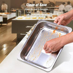 Chafing Dishes for Buffet with Glass Lid (9QT, 2Pack) - Food-Grade Stainless Steel, Rolled Rim Design, Foldable Frame, Lid Holder, Buffet Servers and Warmers Parties, Catering, Weddings