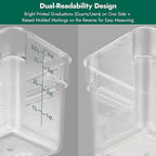 CURTA 4-Pack Food Storage Containers with Green Lids - 2 Qt & 4 Qt Square Clear Polycarbonate - NSF Listed, Commercial Grade, Freezer & Dishwasher Safe, Stackable