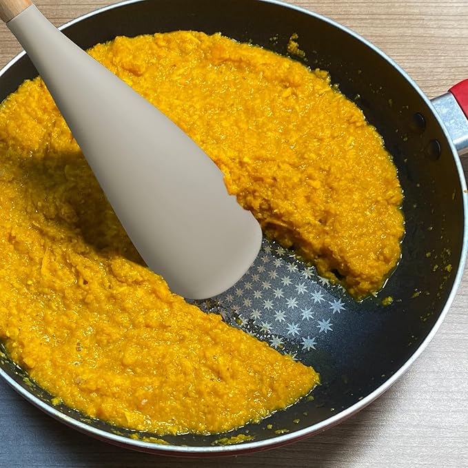 VOVOLY Cooking Spoon for Nonstick Cookwares, Silicone Spoon for Mixing, Scoop, and Scrape, Khaki,11"