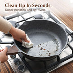 SENSARTE Nonstick Deep Frying Pan Skillet, 12-inch Saute Pan with Lid, Stay-cool Handle, Chef Pan Healthy Stone Cookware Cooking Pan, Induction Compatible, PFOA Free