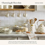 MACKENZIE-CHILDS Enamel Everyday Bowl, Serving Bowl for Entertaining, Extra Small, Brown-and-White Mocha Check