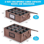 16+32 oz Mason Jar Storage Containers - Sturdy Canning Jar Boxes Organizer, Foldable with Dividers, Holds 12 Pint Mason Jars, Home Canning Supplies (Pint+Quart)