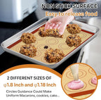 P&P CHEF 11.6 Inch Silicone Baking Mats, 2 Pcs Reusable Silicone Oven Mat, Non Stick Baking Supplies for Macaroon Pastry Bread Dough Cookie, Fits Well with Sheet Pan, Healthy & Easy Clean