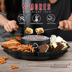 2 in 1 Electric S’mores Maker & Fondue Pot, Tabletop Indoor Smores kit with 4 Roasting Forks, 4 Detachable Trays & 1 Flameless Temperature-controlled Heater, Movie Night Supplies & Housewarming Gifts
