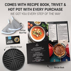 Zulay Kitchen 6 Quart Enameled Cast Iron Dutch Oven with Lid, Silicone Trivet & Heat Pad – Premium Durability & Oven Safe up to 500°F – Heavy Duty Cookware Perfect for Bread Baking, Stews, Braising & Roasting – Gray