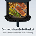 Chefman Crispinator Air Fryer 6-in-1 with 8 Qt capacity, 450°F Max Temp with TurboFry Pro Technology for Fast and Even Results, Viewing Window, Nonstick Ceramic Basket, 10-Pc Liner Starter Pack