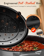 Nuwave 6QT LUX Healthy Enameled Cast Iron Dutch Oven Pot with Lid, Heavy Duty 7-Layer Enamel, Enhanced Rust Protection, Dual Handles, Oven Safe to 500°F for Sourdough Bread Baking, Braise, Stew, Roast