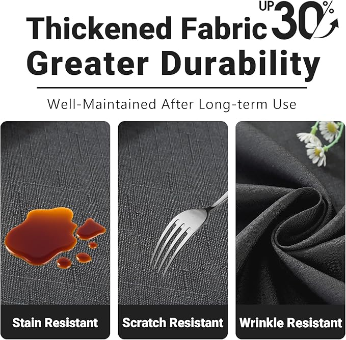 Laolitou Table Cloth Rectangle Linen Waterproof Textured Black Tablecloth, Washable Wrinkle Free Spill Proof Fabric Tablecloths for Dining Table Farmhouse Kitchen Holiday, 60x84 Inch
