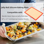 AMYONE Silicone Baking Mat for Jelly Roll Pan, Non-Stick Silicone Baking Sheet Liners Compatible with Nordic Ware Naturals Jelly Roll Pans, 2 Pcs Food Grade Baking Mats for 10 x 15-inch Swiss Roll Pan