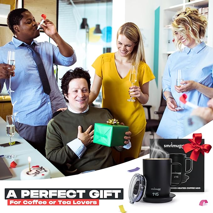 PRO 14 oz. Self-Heating Coffee Mug – 4-Hour Battery Life, Adjustable Temperature Control, LCD Display, One-Touch Adjustment, Magnetic Slider Lid – Keep Your Coffee Hot for Hours!