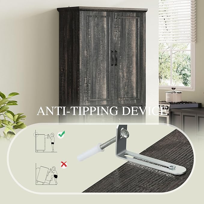 DWVO Kitchen Pantry Storage Cabinet with Barn Door, Tall Storage Cabinet with 4 Drawers and Adjustable Shelves, Versatile Storage for Living Room, Dining Room or Hallway, Drak Oak