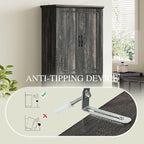 DWVO Kitchen Pantry Storage Cabinet with Barn Door, Tall Storage Cabinet with 4 Drawers and Adjustable Shelves, Versatile Storage for Living Room, Dining Room or Hallway, Drak Oak