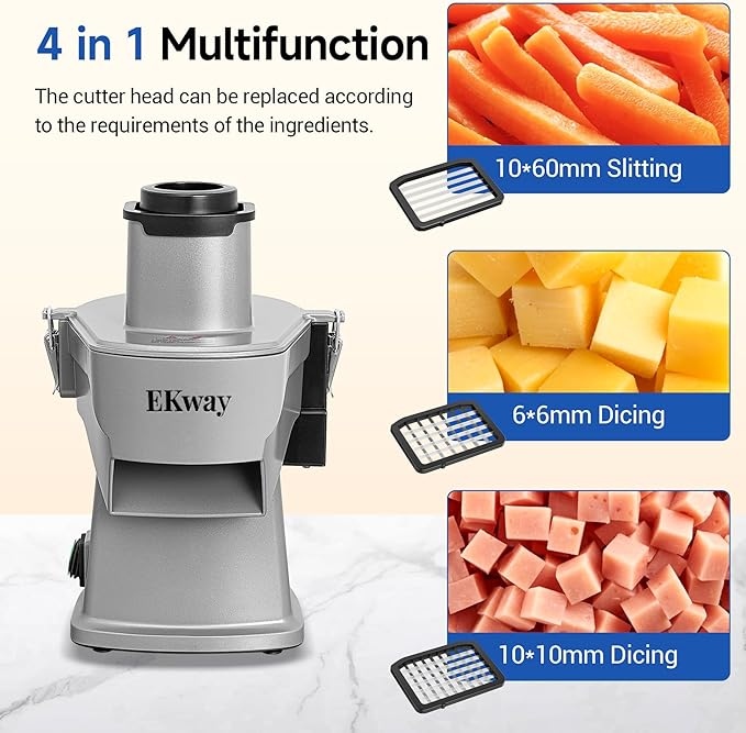 Commercial Vegetable Chopper 4 in 1 Vegetable Slicer Food Processor for Slicing Shredding Dicing and Slitting, with Cut-Resistant Gloves, for Commercial and Home Use 200W 110V