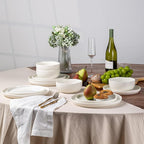 LERATIO Ceramic Dinnerware Sets for 6,Plates and Bowls Sets,Handmade Reactive Glaze Dishes Set,Chip Resistant and Scratch Resistant | Oven&Dishwasher & Microwave Safe- White &Wave(18PCS)