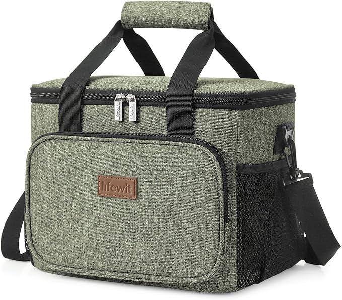 Lifewit Large Lunch Bag Insulated Lunch Box Soft Cooler Cooling Tote for Adult Men Women, Dark Green 24-Can (15L)