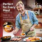 Egg Flipper Spatula Tongs (Set of 2) – Non-Stick 2-in-1 Grip & Flip Kitchen Tongs for Pancakes, Fish, Eggs, and More – Heat Resistant Cooking Tool (Black)