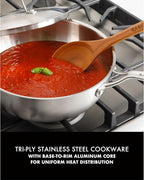 Babish 10-Piece Professional Tri-Ply Non-Toxic Pots and Pans Cookware Set – Durable, Even Heat Distribution for Cooking and Baking