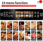SEEDEEM Air Fryer Toaster Oven, 25L Countertop Convection Oven with Color LCD Display and Touch Screen, 14-in-1 Functions, Stainless Steel Smart Oven with Preset and Timer, Silver Metallic