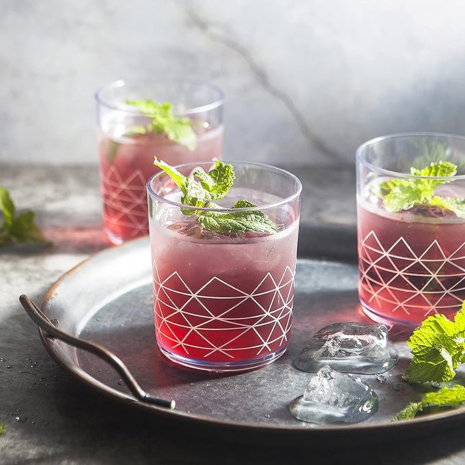 bzyoo BPA-Free Designed Dishwasher Safe 14 oz Plastic Tumbler Set which is Durable and Stackable Great For Parties, Anniversaries (6 PCS, Spidy White)