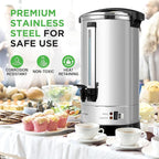 NutriChef Water Boiler and Hot Water Dispenser, 19L Electric Beverage Dispenser with Safety Lock Lid, Non-Drip Tap, Warm Function, Food Grade Stainless Steel, Home & Commercial Use, 19"x9"x9", Silver