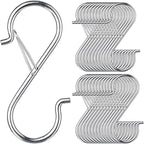 36 PCS S Hooks for Hanging with Safety Buckle, 3.5 inch Heavy Duty Metal S Shaped Hooks Stainless Steel for Hanging Kitchen Utensil, Cups, Pots, Plants, Bags, Hats (Silver)