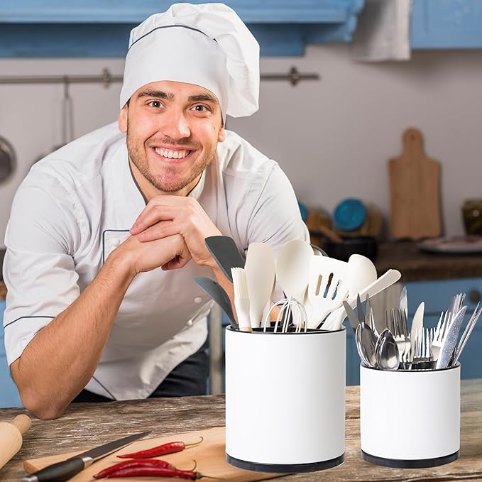 Utensil Holder,Extra Large Utensil Holder for Kitchen Counter, Silverware Organizer, Stainless Steel Storage Cooking Caddy Flatware Spoon Spatula Tool Cutlery Container(2 Set)