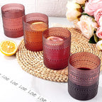 18PCS Plastic Hobnail Drinking Glasses - 14 Oz Burgundy Vintage Glasses Drinkware - Disposable Beaded Cups for Beer, Whiskey, Juice, Cocktail, Wine, Party