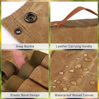 TOBWOLF Camping Spice Kit with 9 Jars, 2 Salt/Pepper Grinders, Portable Spice Bag, Foldable Canvas Seasoning Storage Bag Organizer, Mini Condiment Container Set for Outdoor Camping Picnic BBQ - Khaki