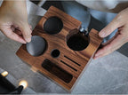 54mm Espresso Tamping Station V3 Walnut Portafilter Holder Espresso Organizer for Breville Machines with Tamper Holder, Distributor Slot, and Multi Accessory Storage