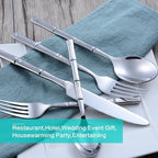 Silverware Set Stainless Steel Flatware Set 40 Pieces Cutlery Set Bamboo Handle Mirror Finished for Home Kitchen Restaurant Hotel Cutlery Set Service for 8