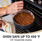 LIANYU 8 x 2 Inch Round Cake Pan Set of 3, Stainless Steel Black Nonstick Cakes Pans for Birthday Baking Wedding, Come with 90 Pieces Parchment Paper & Side Liner Roll, Dishwasher Safe