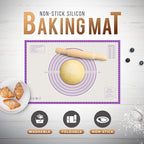 36 * 24 inches Purple, Non-Slip Silicone Baking Sheets - Baking Mat with 0.7mm Thickness - Non-Stick Pastry & Cookie Mat for Kitchen Counter for Rolling Out Dough with Measurements.